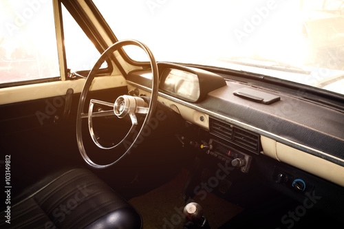 Interior of vintage car - vehicle classic style