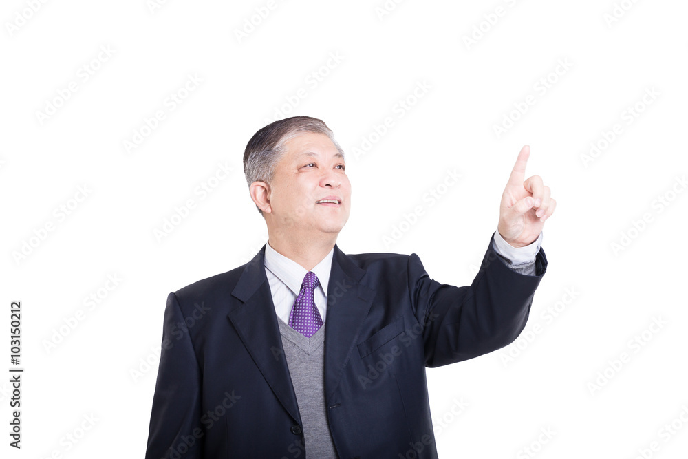 pose and gesture of old Asian businessman in black suit pose and gesture of old Asian businessman in black suit