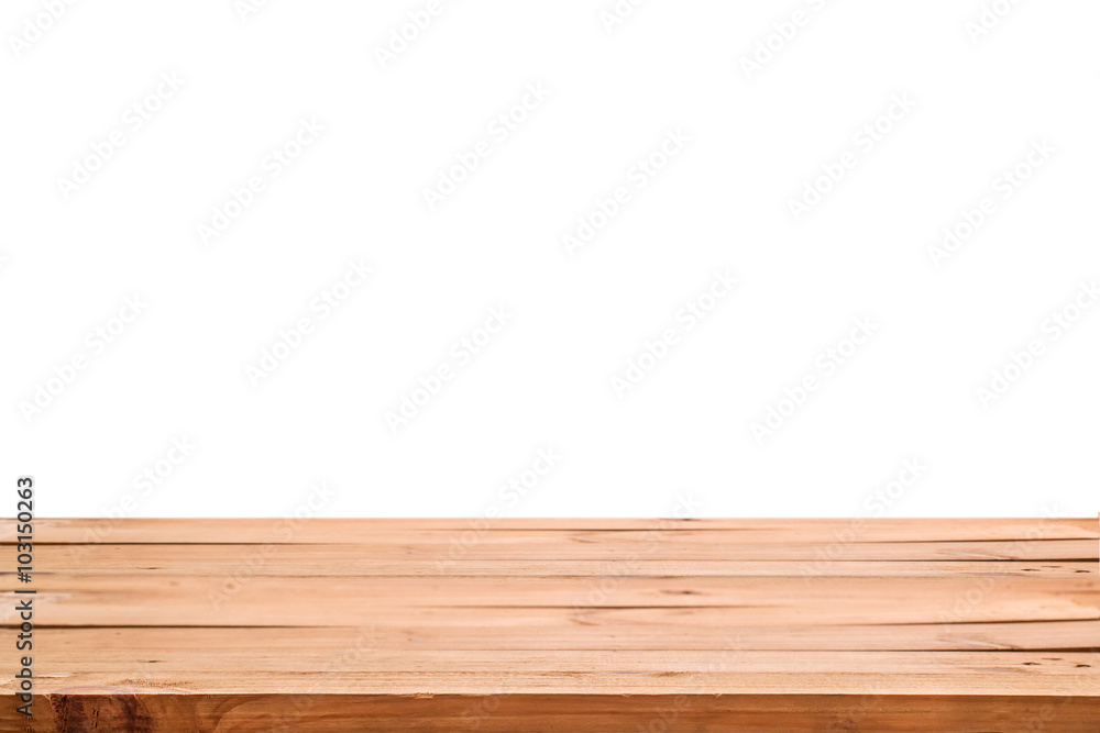 Top of empty wood table ready for your product display montage. with white background. Top of empty wood table ready for your product display montage. with white background.