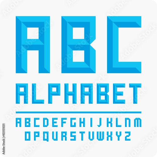 Set of letters. Vector alphabet blue.