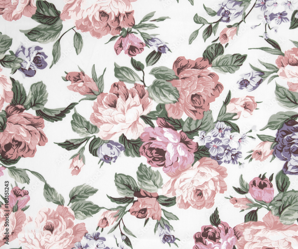 Fototapeta vintage style of tapestry flowers fabric pattern background