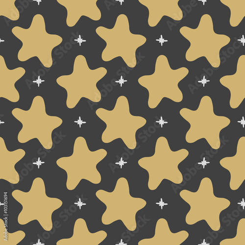 Vector seamless pattern stars in doodle style. Hand drawing.