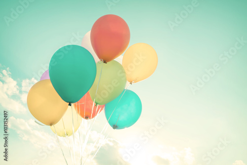 Photography Colorful balloons in summer holidays. Pastel color filter
