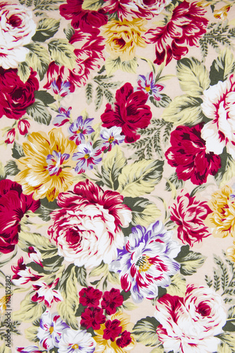 vintage style of tapestry flowers fabric pattern background © prasong.