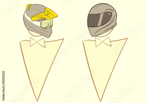 Motorcyclists in a helmet