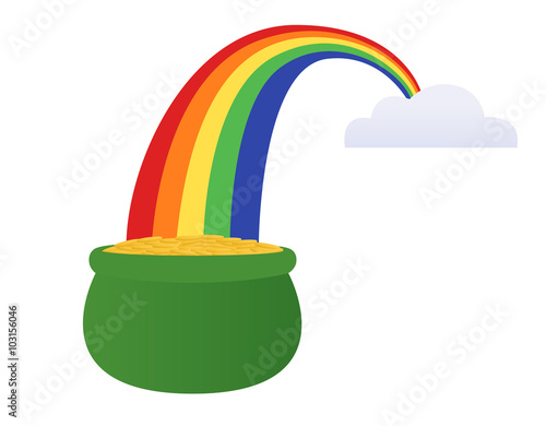 Pot of gold at the end of a rainbow
