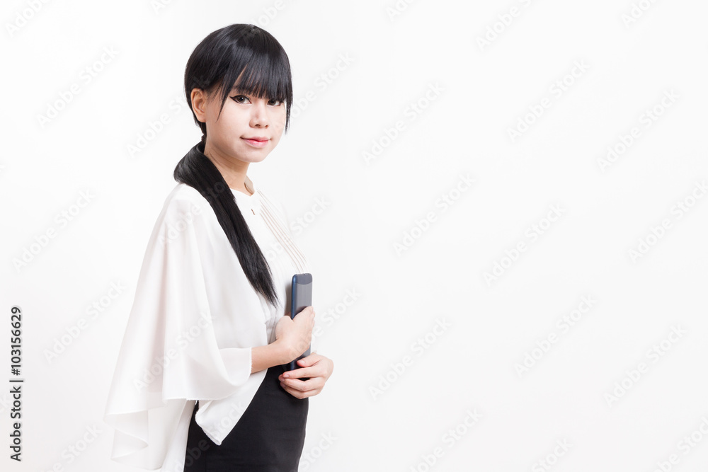 asian business woman holding tablet computer asian business woman holding tablet computer