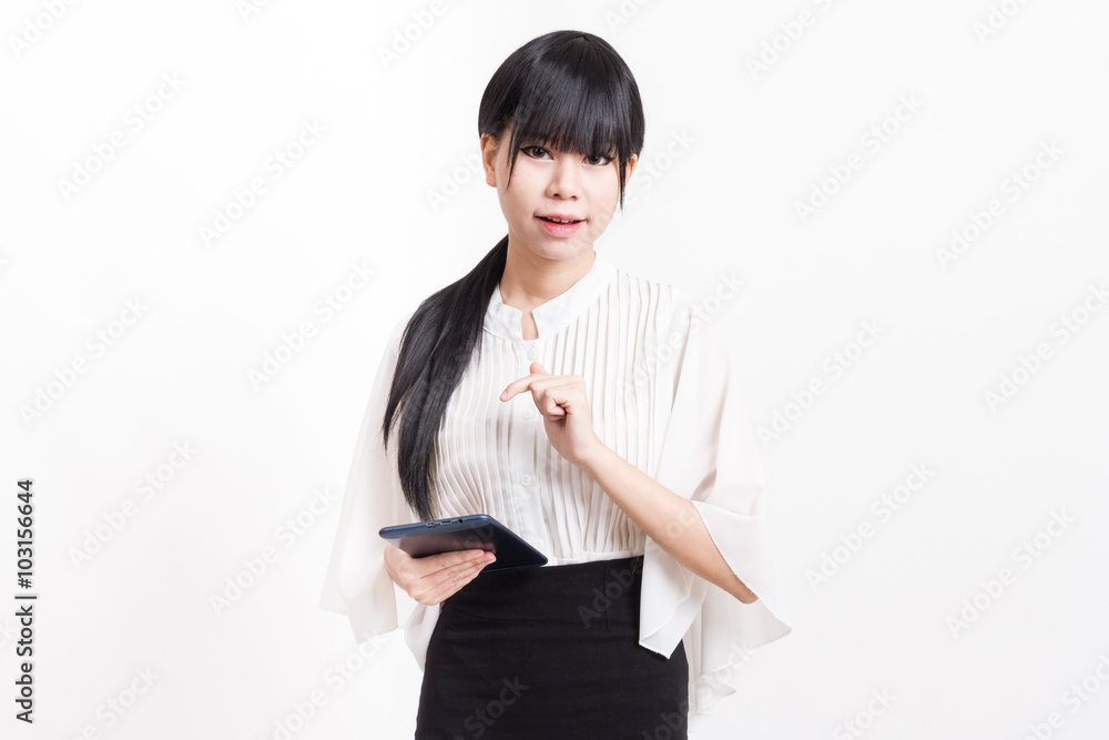 asian business woman using tablet computer asian business woman using tablet computer