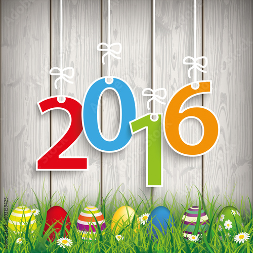 Colored Easter Eggs Grass 2016