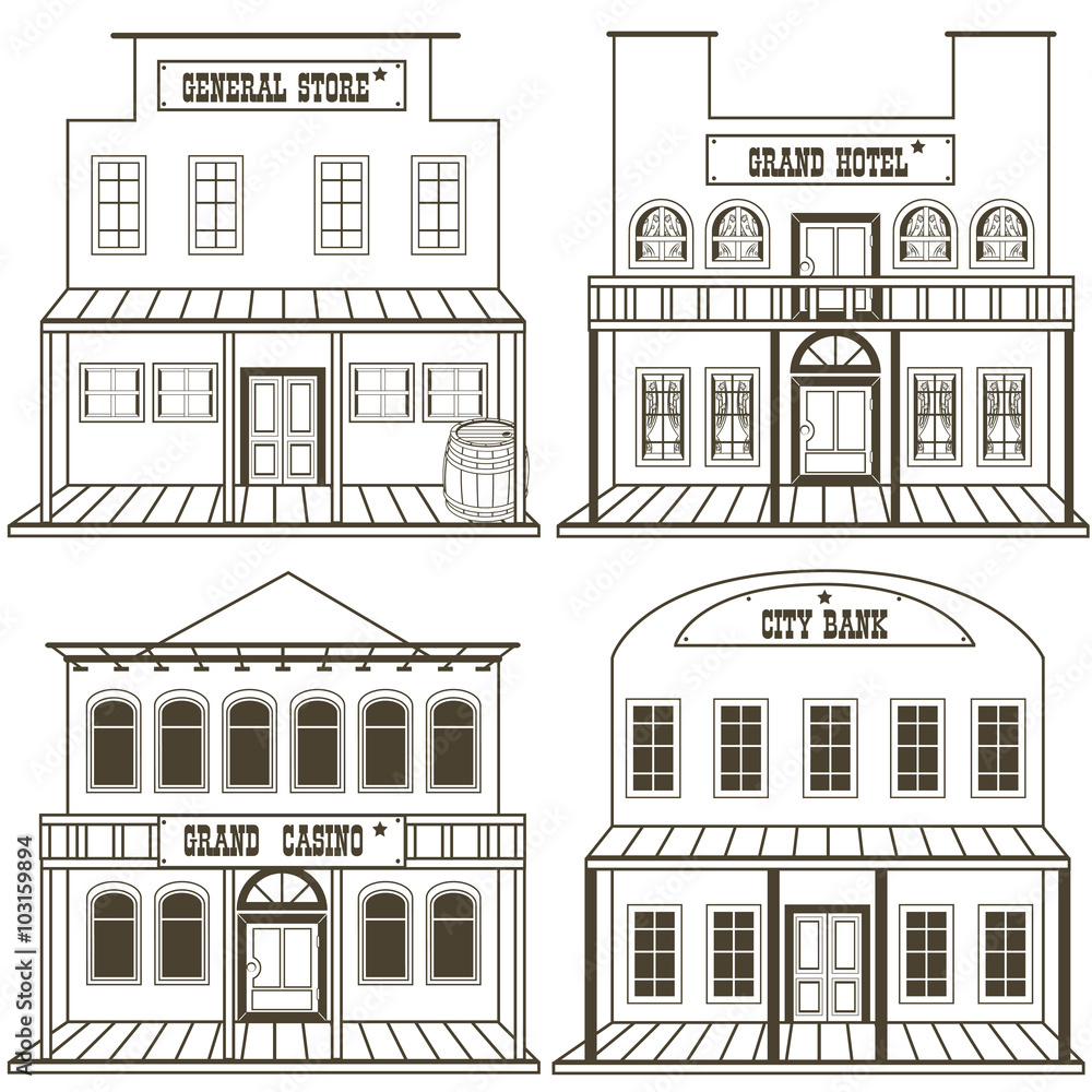 old west buildings outlined - 2
