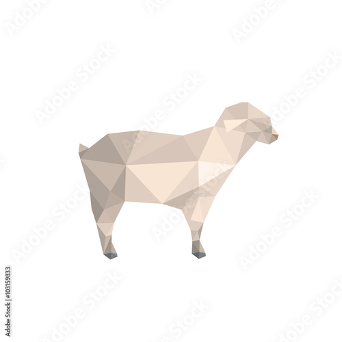 Modern flat design with origami lamb