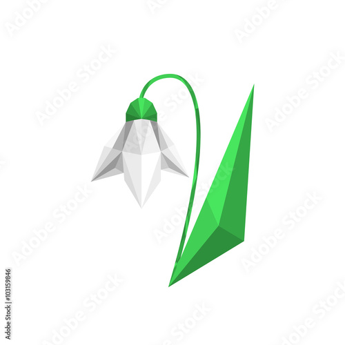 Modern flat design with origami snowdrop