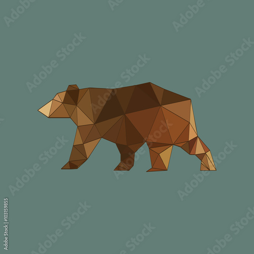 Modern flat design with outlined origami bear