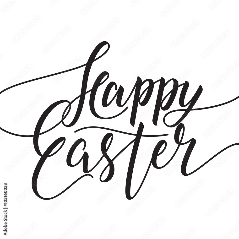 Fototapeta premium Happy Easter hand drawn greeting card.