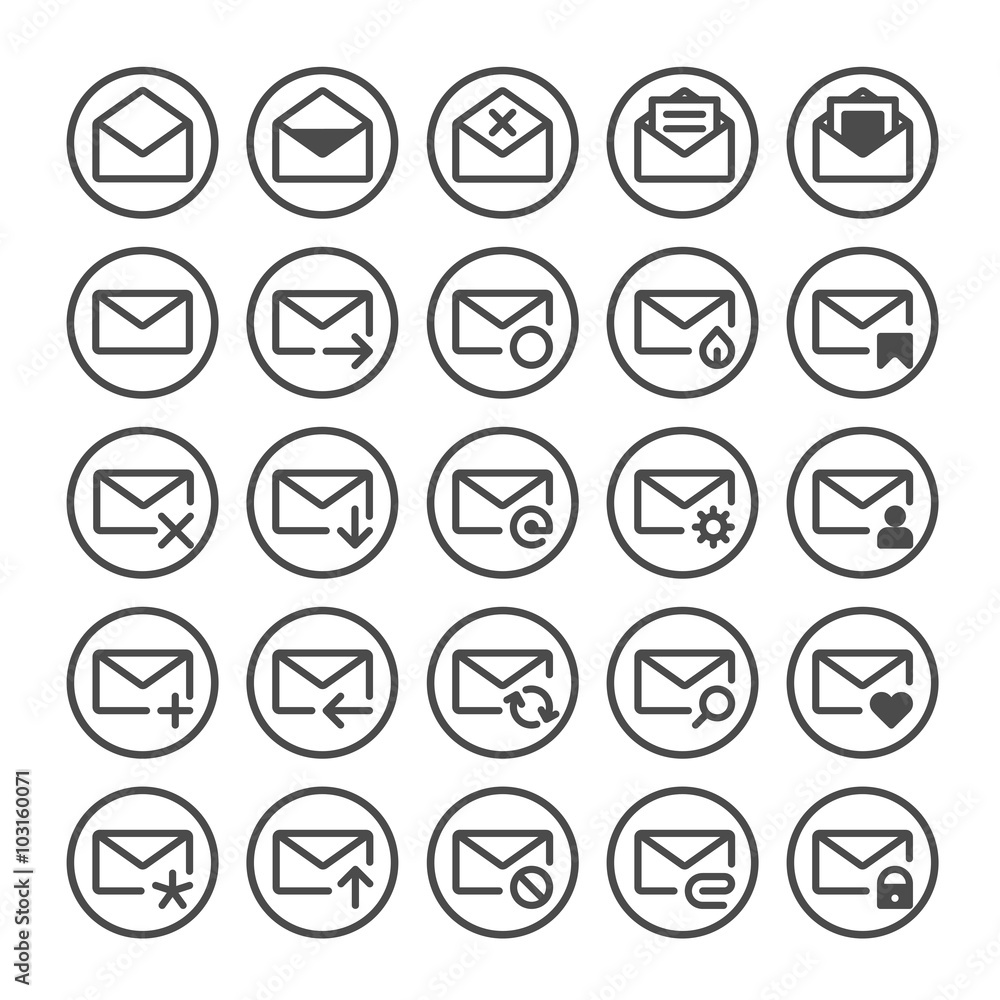 Vector e-mail icons. Vector e-mail icons.