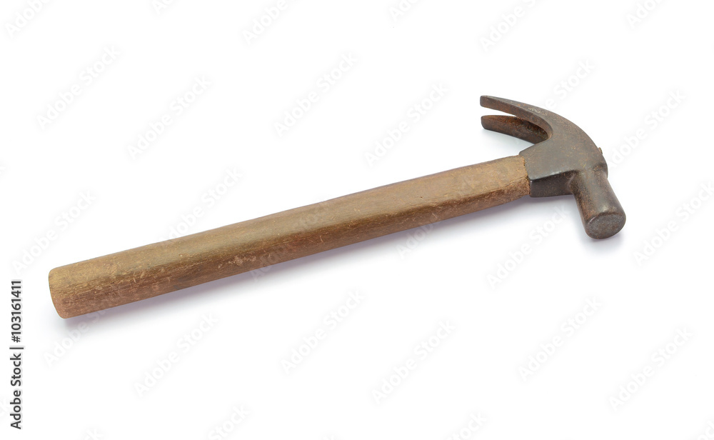 Old hammer isolated on a white background Old hammer isolated on a white background