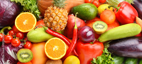 bright background of fruits and vegetables © alinamd