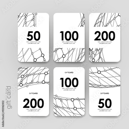 Gift coupon, discount card template with  abstract background