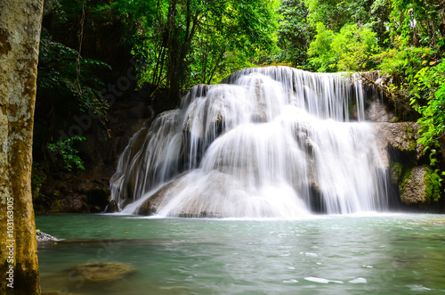 Deep forest Waterfall in Kanchanaburi, Thailand © Zenzeta