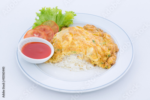 Pork omelet with Vegetable & Thai jasmine rice