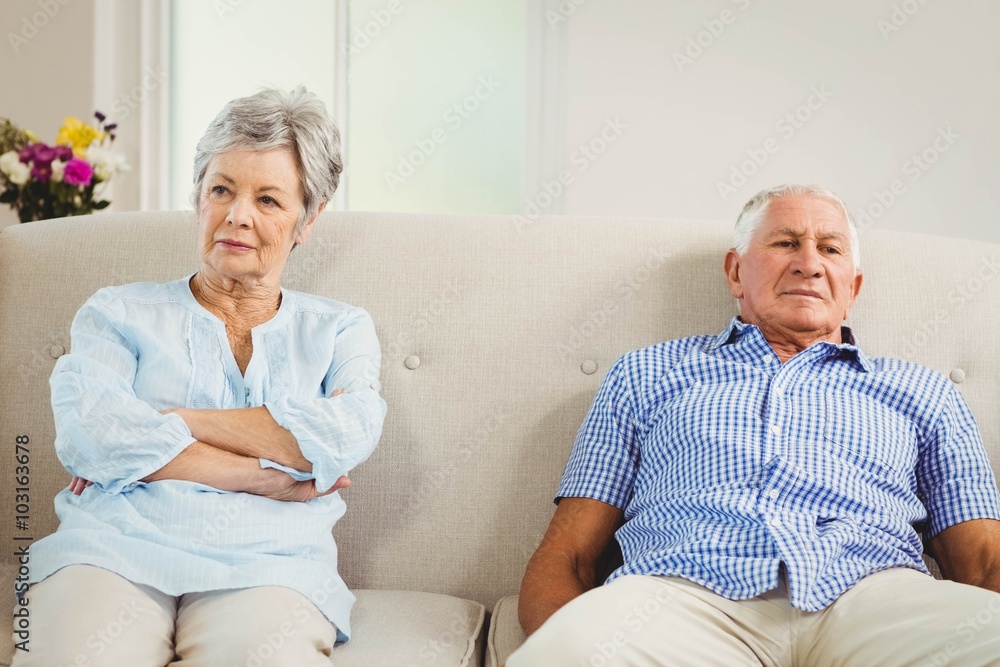 Senior couple upset with each other Senior couple upset with each other