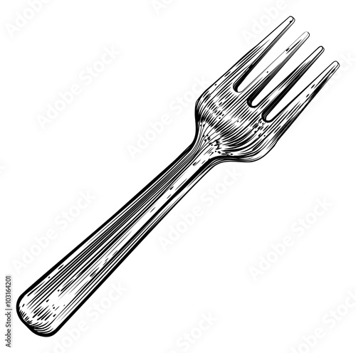 Woodcut Style Fork