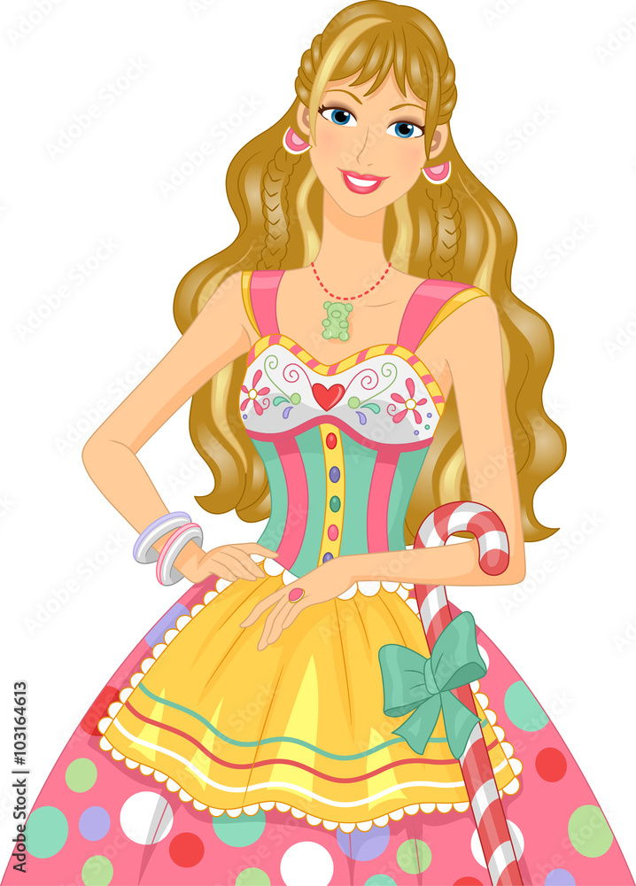 Girl Costume Sweet Candy Dress Stock Vector | Adobe Stock