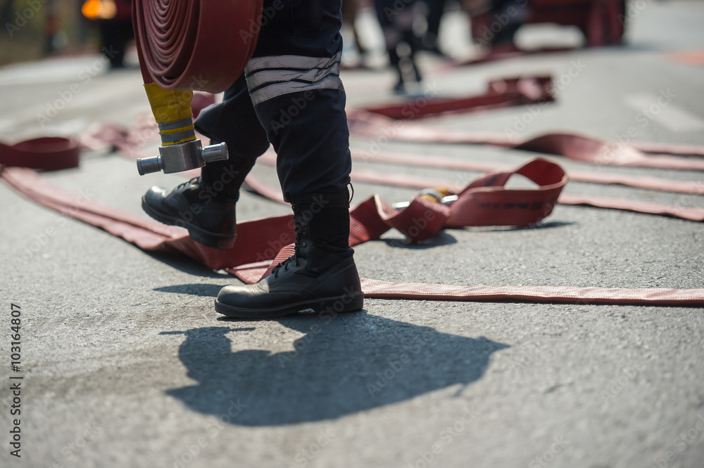 Fototapeta premium fire hose connection ,fire fighting equipment for fire fighter.