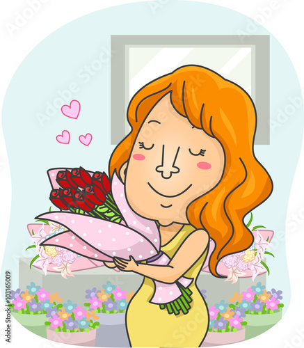 Girl Flowers Hug