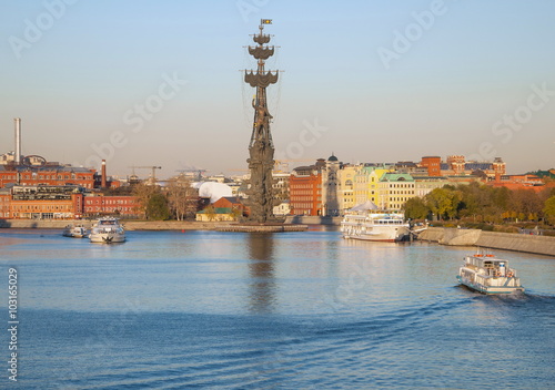 Crimean embankment of the Moscow-river in Moscow at sunset