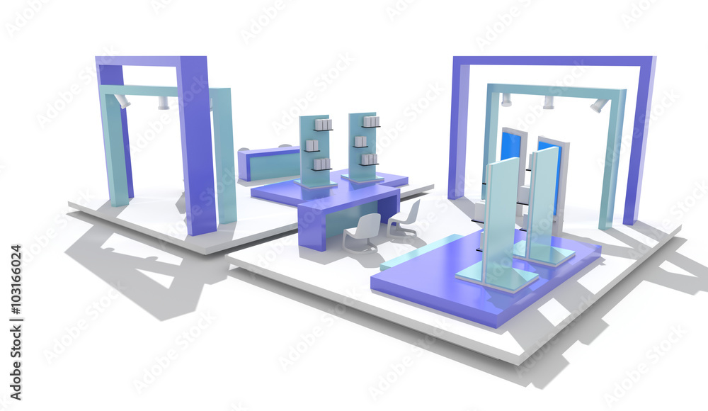 Empty and blank booth, original 3d illustration. Empty and blank booth, original 3d illustration.