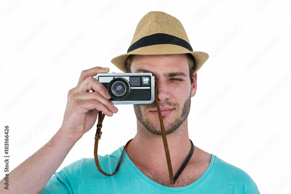 Hipster man taking picture Hipster man taking picture