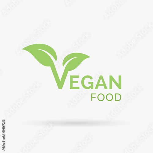 Vegan icon design. Vegan symbol design. Vegan food sign with letter 'V' and leaf icon. Vector illustration.
