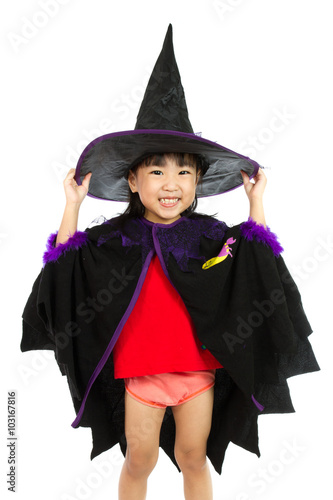 Asian Little Chinese Girl Wearing Halloween Costume