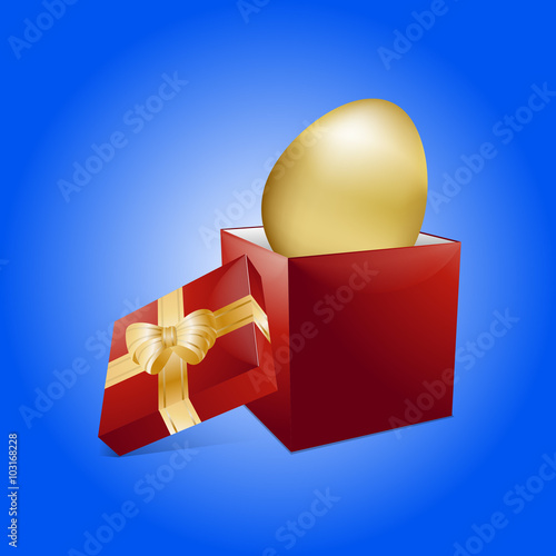 Easter golden egg and gift box