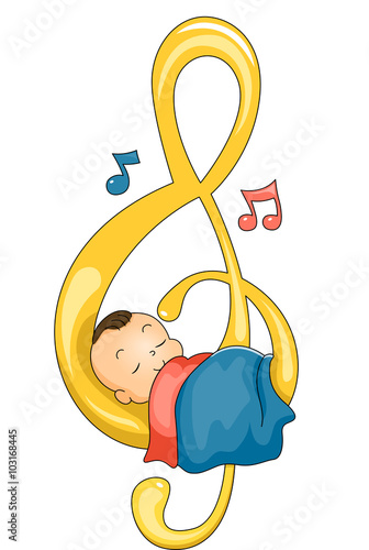 Baby Sleeping Peacefully Musical Notes