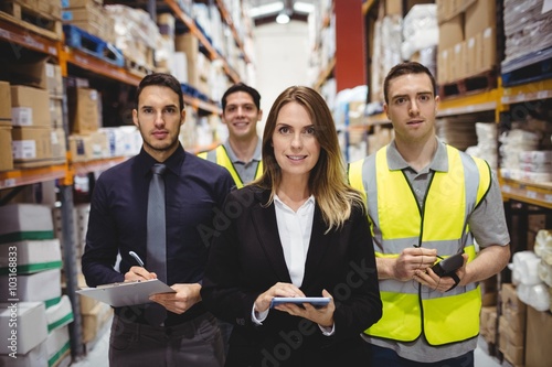 Wall Mural Portrait of warehouse manager and workers