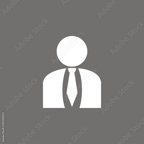 Icono de hombre de negocios con una corbata sobre fondo oscuro