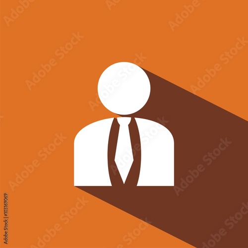 Icono de hombre de negocios con una corbata sobre fondo naranja