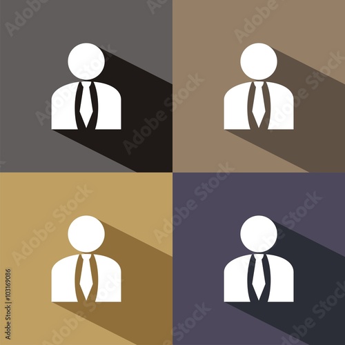 Icono de hombre de negocios con una corbata sobre fondos diferentes