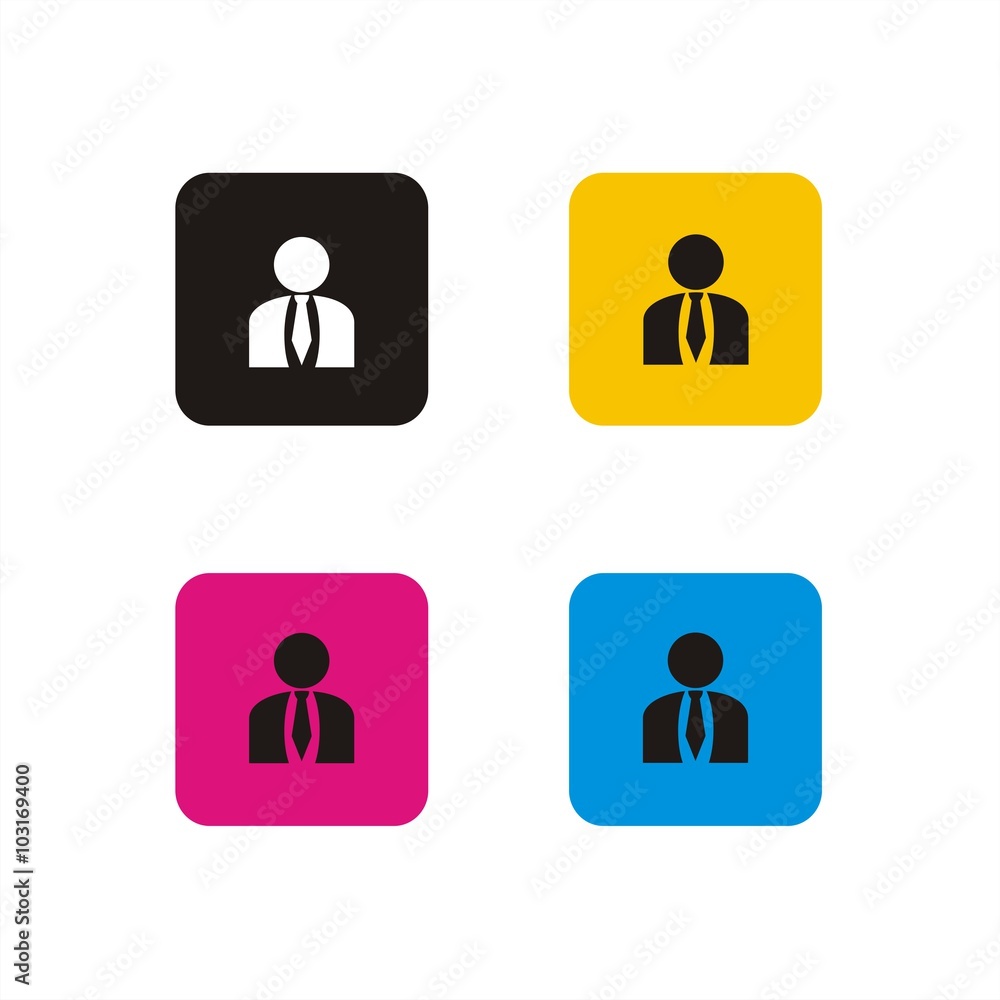 Icono de hombre de negocios con una corbata sobre fondos de colores Icono de hombre de negocios con una corbata sobre fondos de colores