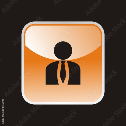Icono de hombre de negocios con una corbata sobre fondo naranja