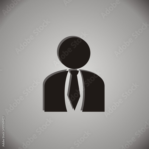 Icono de hombre de negocios con una corbata sobre fondo gris
