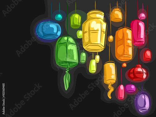 Lanterns Colors Black Backg...