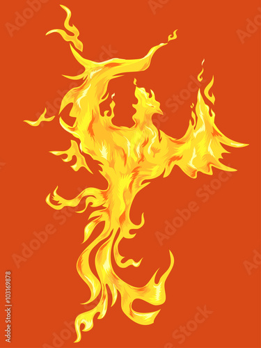 Phoenix Bird Orange Background