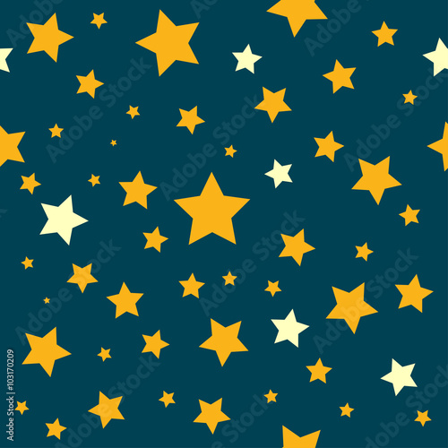 Yellow Stars Teal Sky Patte...