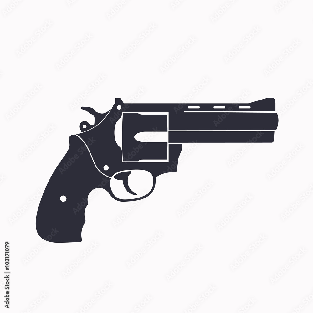 gun, revolver, handgun, isolated on white, vector illustration gun, revolver, handgun, isolated on white, vector illustration