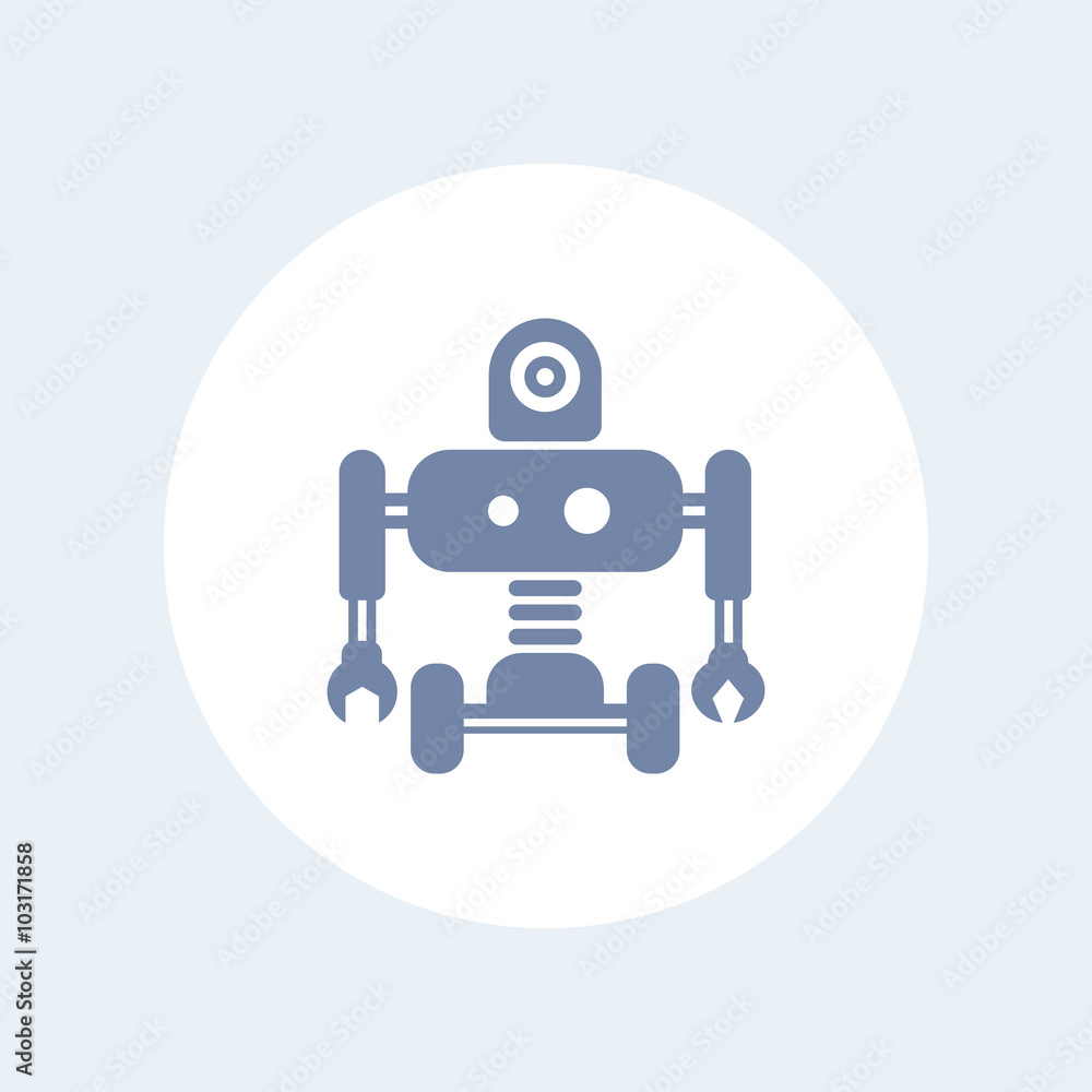 Robotics icon, robot, mechanical engineering, AI isolated icon, vector illustration Robotics icon, robot, mechanical engineering, AI isolated icon, vector illustration