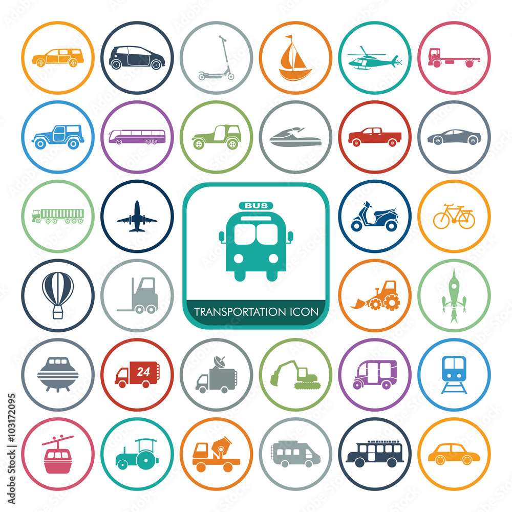 Transportation Icons Set. Vehicle Icons.