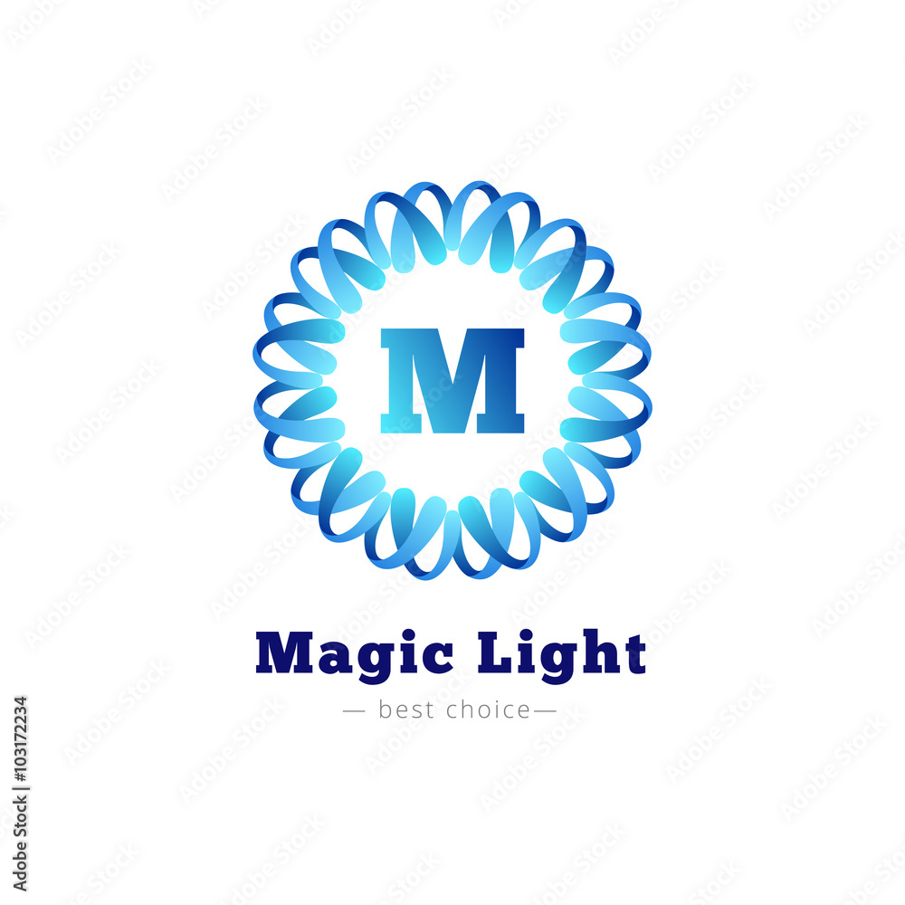Vector shiny flower style geometric monogram logo Vector shiny flower style geometric monogram logo